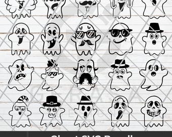 Cute Ghost SVG Bundle, Halloween Clipart (Digital Download)