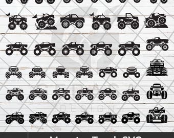 Monster Truck SVG Bundle: Black Silhouette, Cricut Cutting Files