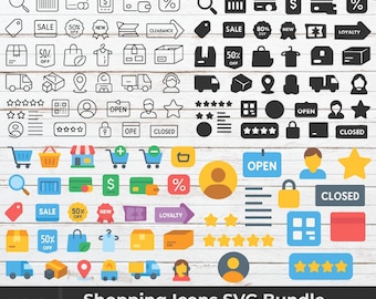 Shopping Icons SVG Bundle: Retail Graphics, Planner Stickers (Digital Download)