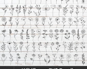 Wildflower SVG Bundle: 82 Floral Botanical Designs (SVG, PNG)