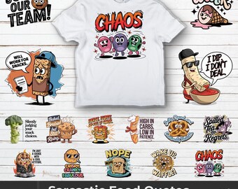 Sarcastic Food Quotes SVG Bundle: 15 Funny Cartoon Designs (Digital Download)