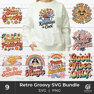 Retro Groovy SVG Bundle: 70s Hippie Designs (Digital Download)