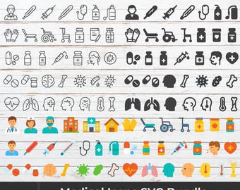 123 Medical Icons SVG Bundle: Doctor, Nurse, Hospital (Digital Download)