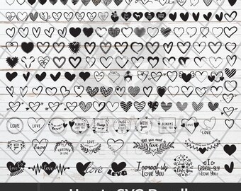 Hearts SVG Bundle, Doodle Heart SVG, hearts Svg, Valentine's Day Svg, 184 Hearts Svg Png, Hearts SVG for Cricut