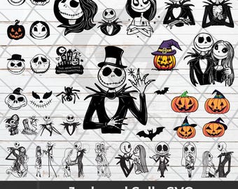 Pacchetto SVG di Jack e Sally / Nightmare Before Christmas / Halloween e file di taglio di Skellington per Cricut