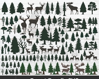 Forest SVG Bundle: Tree & Deer Cut Files (Digital Download)