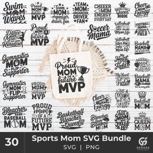 Sports Mom Life SVG Bundle: Funny Cheer Quotes (SVG, PNG)