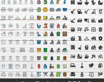 Home Cleaning Icons SVG Bundle: Laundry, Organizing (Digital Download)