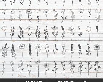 Wildflower SVG Bundle: Hand-Drawn Floral Clipart (PNG, SVG)