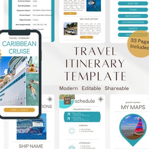 Caribbean Cruise | Travel Itinerary Template | Mobile Itinerary | Digital Travel Planner | Canva Travel Planner | Travel Schedule | Vacation