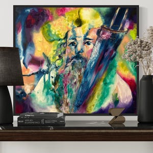 Rabbi Painting Judaica Abstract Wall art Jewish Paintings print Signed by Leah Ray
