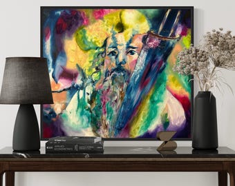 Rabbi Painting Judaica Abstract Wall art Jewish Paintings print Signed by Leah Ray