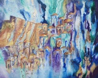 Jerusalem Abstract Art Print: Jewish Wall Decor by Leah Ray