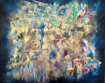 Kotel Art Print: Abstract Jewish Painting, Jerusalem Western Wall Signed