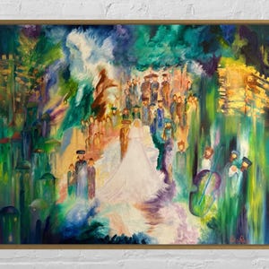 Jewish Wedding Chuppah Judaica Abstract Wall Art Jewish Painting canvas print Judaica Painting by Leah Ray.