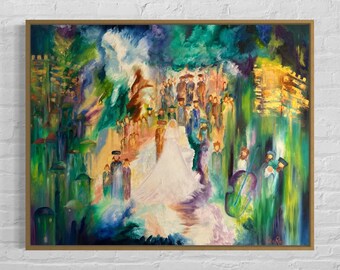 Jewish Wedding Chuppah Canvas Print, Abstract Judaica Art by Leah Ray