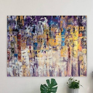Joods kotel schilderij Westelijke muur Jeruzalem kunst canvas print Judacia abstract