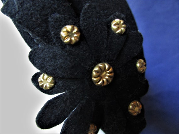 Vintage 1930's 1940's Hat Black Wool Felt Skull C… - image 5