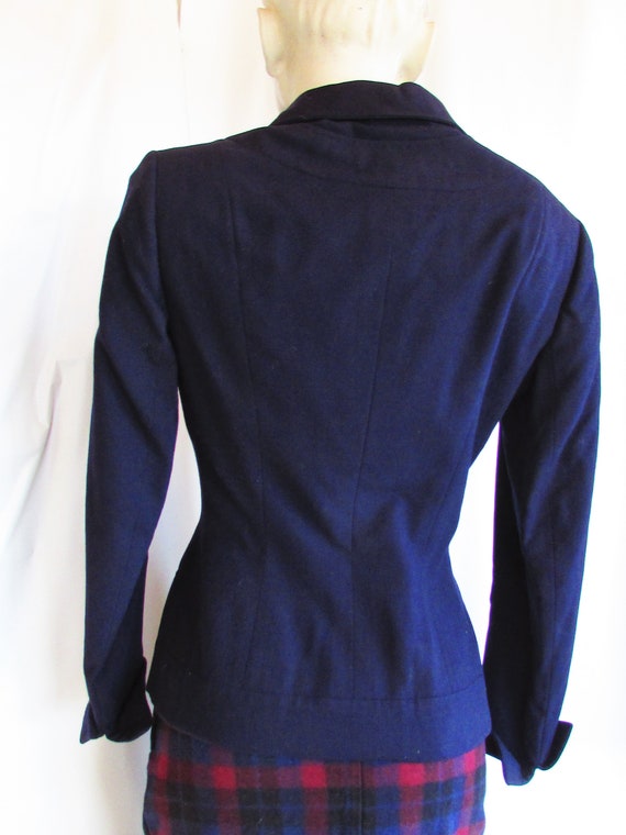 Vintage 1940's 50's Jacket Ladies Suit Navy Blue … - image 5