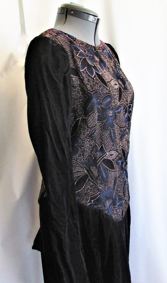 Vintage 1980's Dress Black Velvet Gown Jessica Mc… - image 6