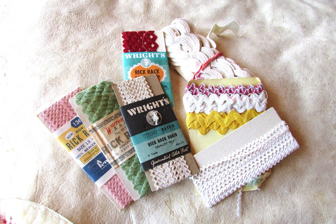Vintage 1950's Rick Rack Cotton Braid & Trim Lot Sewing Notions Red ...