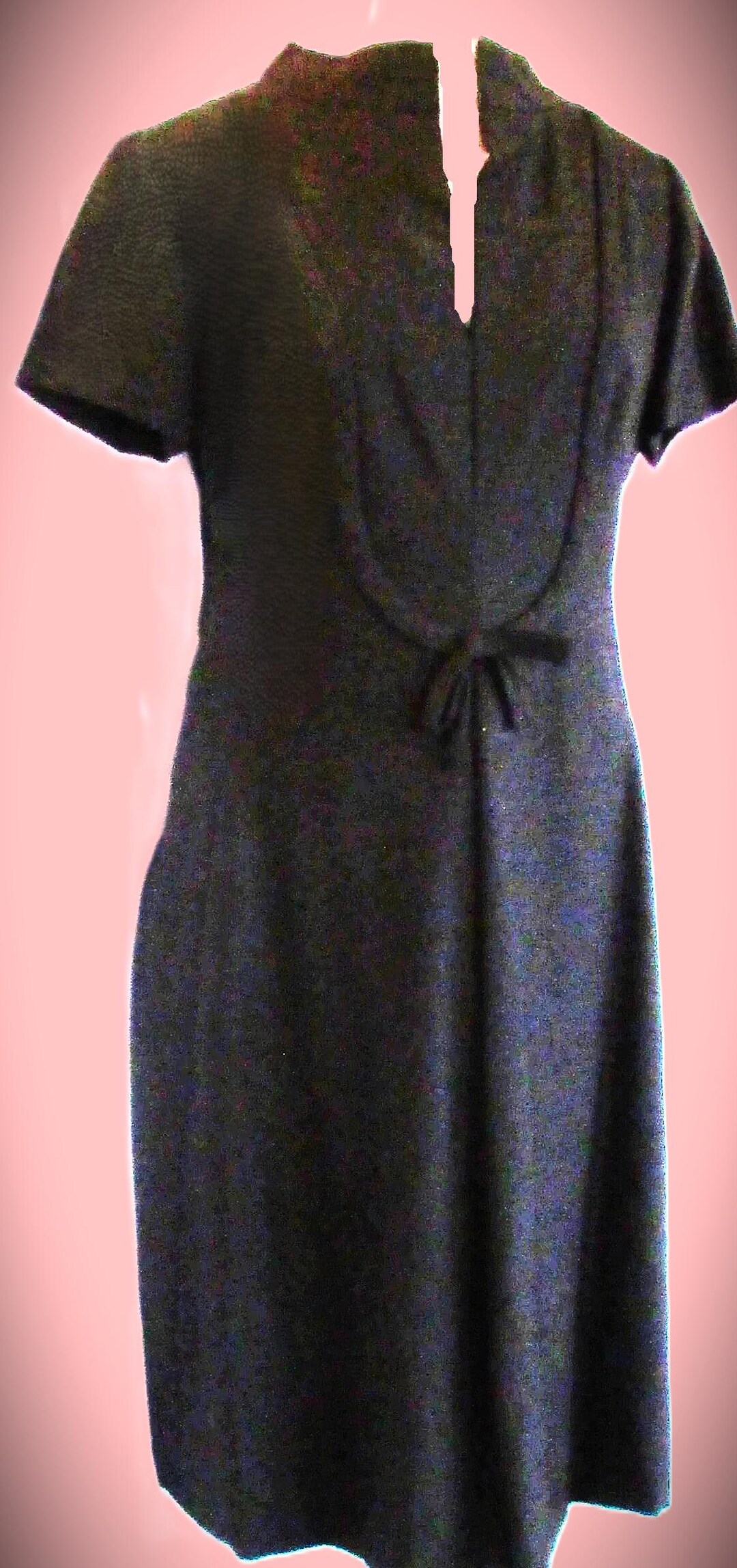 Vintage 1960's Dress Black Raw Silk Christian Dior Designer Label