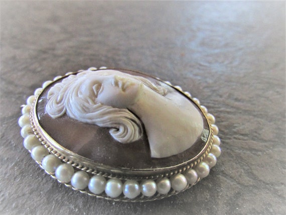 Vintage Mid Century Cameo Carved Sardonyx Shell &… - image 5