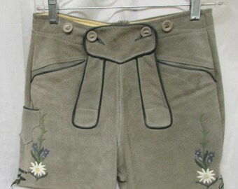 Vintage Lederhosen Oktober Fest Leather Shorts Austrian Bavarian Later Hosen Small Size **Scroll down for details