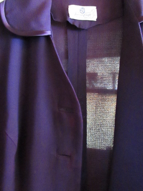 Vintage 1940's 50's Suit Jacket Purple Rayon w Sa… - image 10
