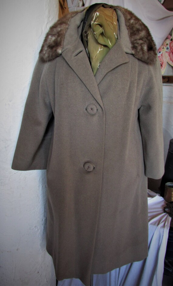 Vintage 1950's 1960's Coat Einiger Wool & Fur Ble… - image 2