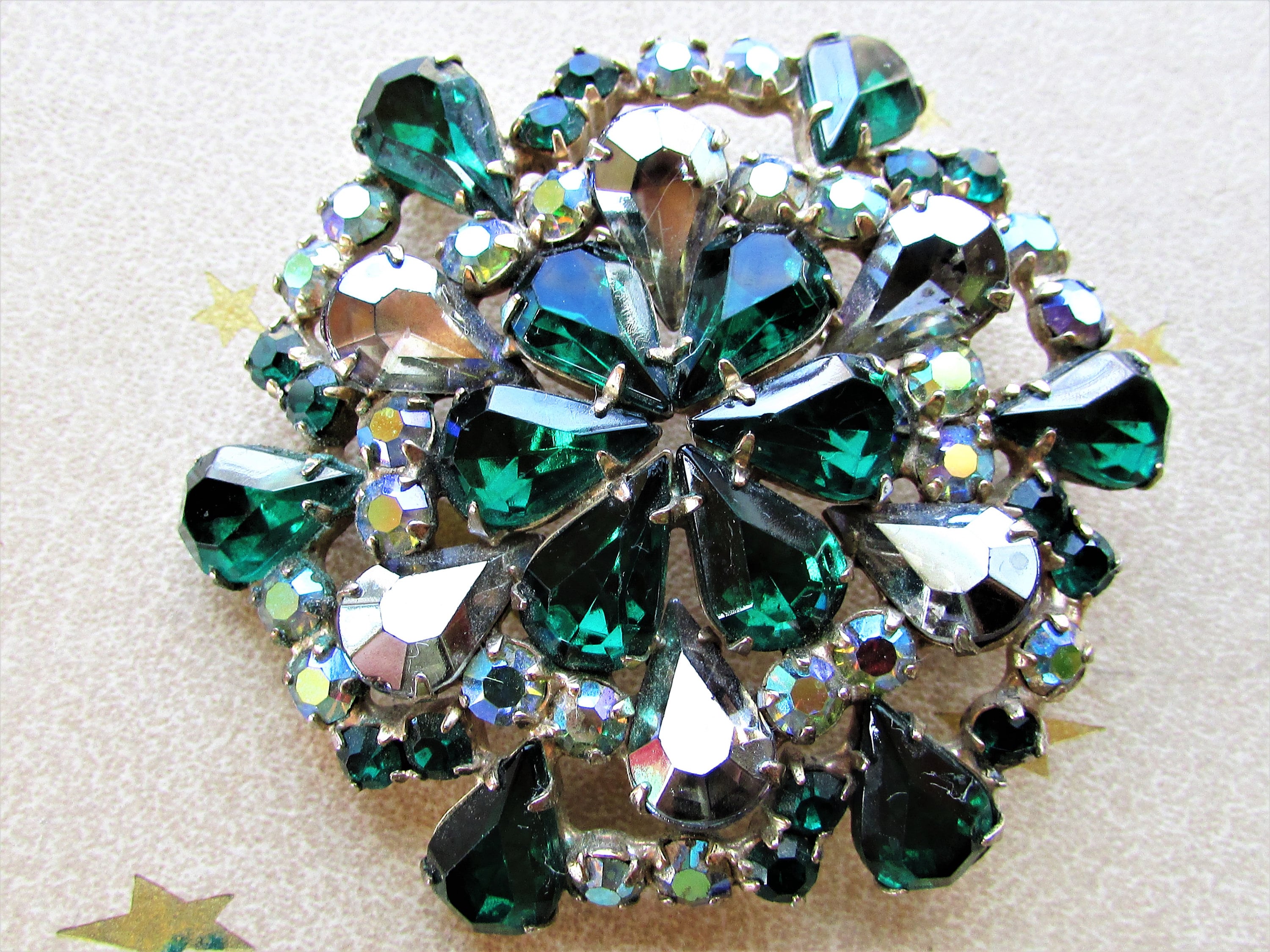1950’s　emerald green　brooch＆pendant top Brooch 1950s Emerald - Etsy