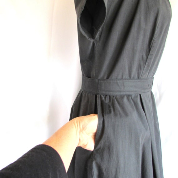 Vintage 1940's 50's Dress Cotton Wrap Dress Charc… - image 4