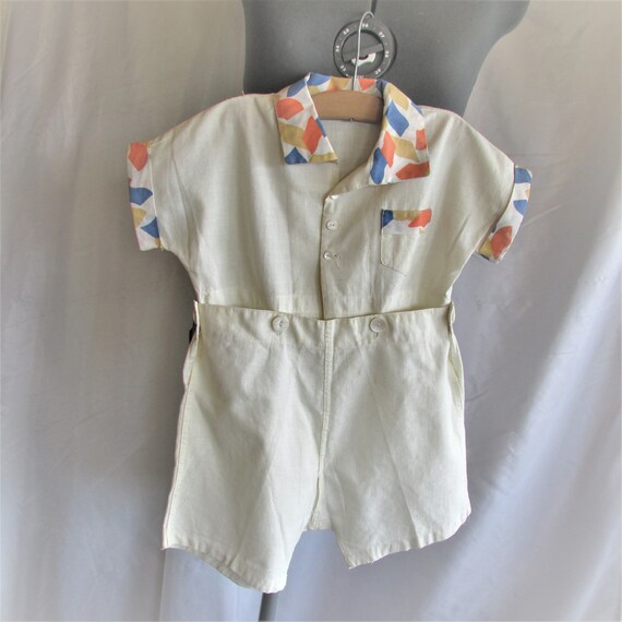 Vintage 1930's Onesie Twosie Baby Boy Outfit White