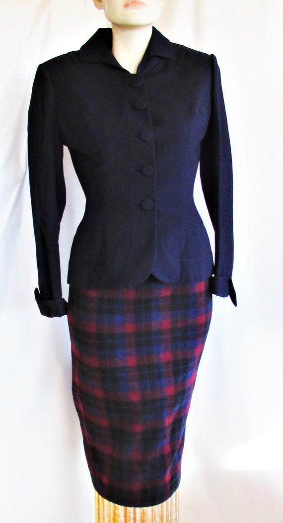 Vintage 1940's 50's Jacket Ladies Suit Navy Blue G