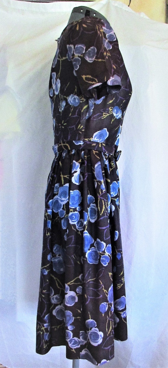 Vintage 1960's Dress Flower Print Short Sleeve Ra… - image 3