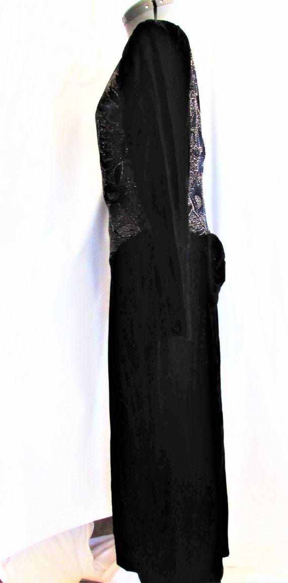 Vintage 1980's Dress Black Velvet Gown Jessica Mc… - image 3