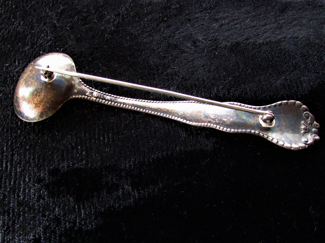Antique Spoon Brooch Sterling Silver Spoon Pin Collectible Etsy