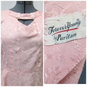 Vintage 1950's 60's Dress Pink Frock Wiggle Dress Puritan Forever Young Label Mid Century Fashion Scroll down for details image 2