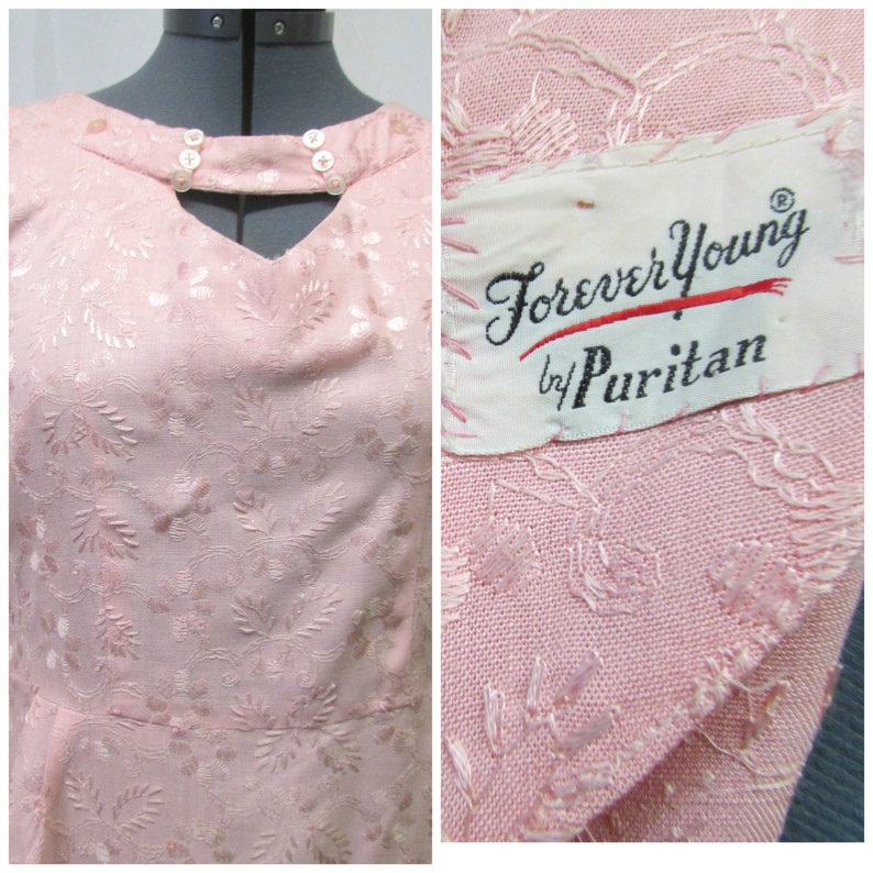 Vintage 1950's 60's Dress Pink Frock Wiggle Dress Puritan Forever Young Label Mid Century Fashion Scroll down for details image 2