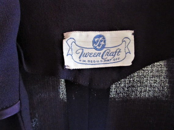 Vintage 1940's 50's Suit Jacket Purple Rayon w Sa… - image 9