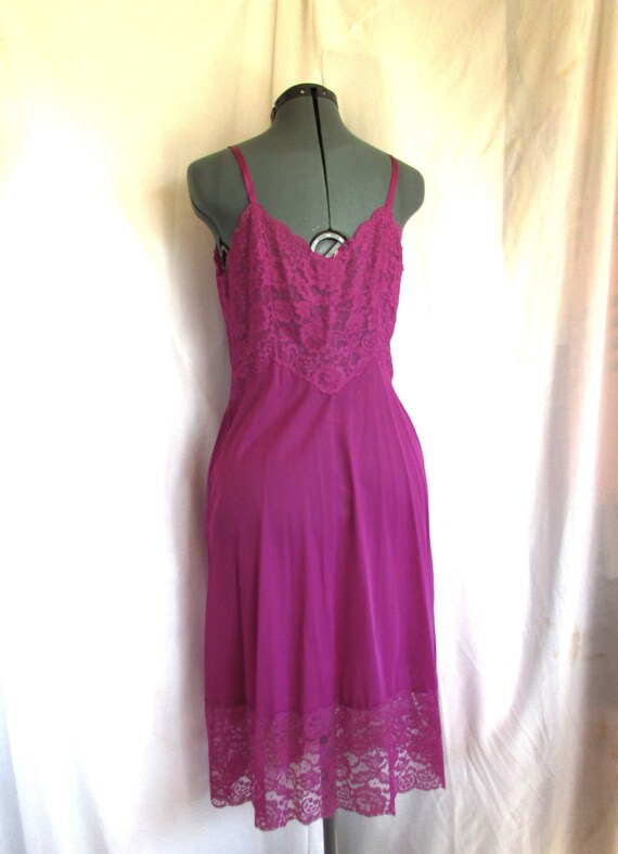 Vintage Lingerie 1960's Slip Magenta Full Slip Ny… - image 5