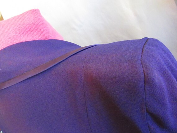 Vintage 1940's 50's Suit Jacket Purple Rayon w Sa… - image 8