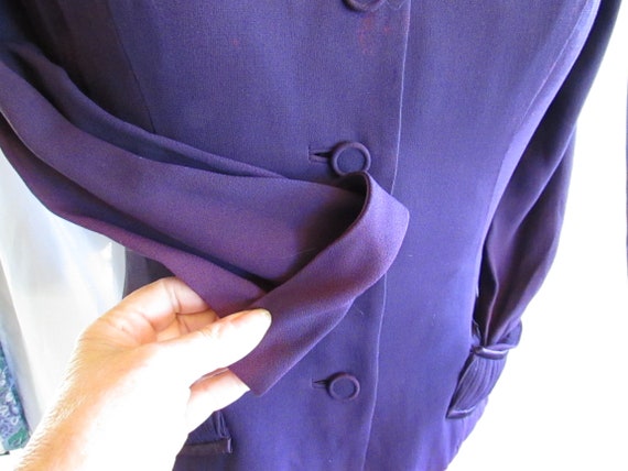 Vintage 1940's 50's Suit Jacket Purple Rayon w Sa… - image 5