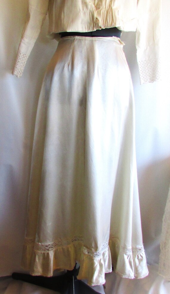 Vintage 1950's Petticoat Long Half Slip White Sati