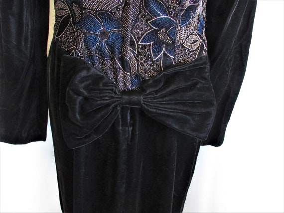 Vintage 1980's Dress Black Velvet Gown Jessica Mc… - image 5