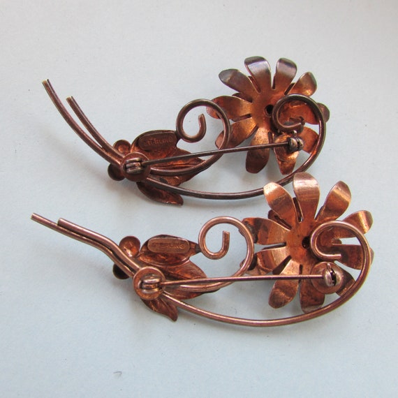 Vintage 1940's 2 Brooches Matched Pair of Vermeil… - image 1