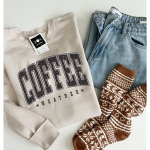 Coffee, Coffee Sweatshirt, Coffee Lover, Sweatshirt, Crewneck, Cream Crew, Coffee Weather, Christmas Coffee Top, Coffee Addict, Coffee Gift image 1