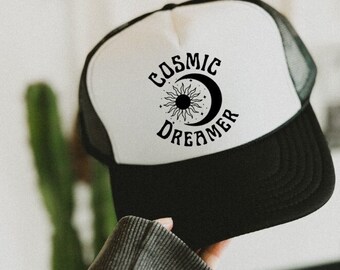 Trucker Hats, Dreamer Trucker Hat, Sun and Moon Hat, Cosmic Dreamer, Women's Hats, Cute Hats, Cute Trucker Hat, Foam Hat, Customizable Hat