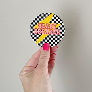 Heartbreaker Sticker, Vinyl Sticker, Decal, Waterproof Decal, Sticker,  Decal, Checkered Sticker, Lightning Sticker, Water Bottle Sticker
