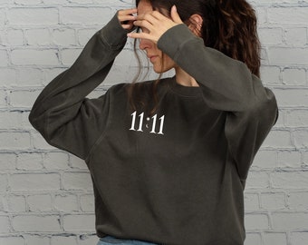 1111 Black Crewneck, Angel Numbers, 1111, Numerology, Cute Sweatshirts, Black Sweatshirt, Witchy, Witchy Apparel, Black Crewneck, 1111 Crew